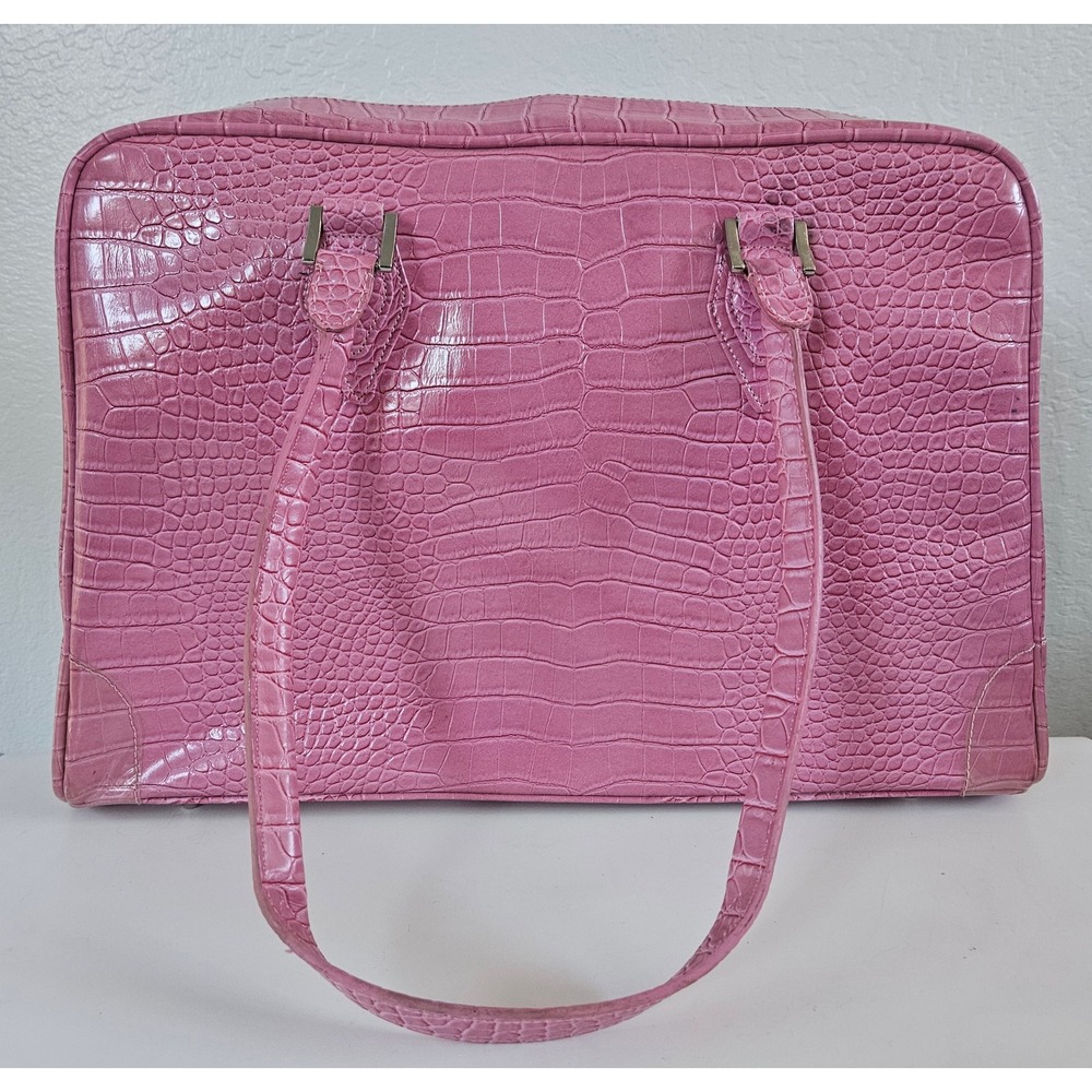 Mobile Edge Susan Komen Milano Laptop Tote Bag Large Pink Faux-Crocodile Vibrant